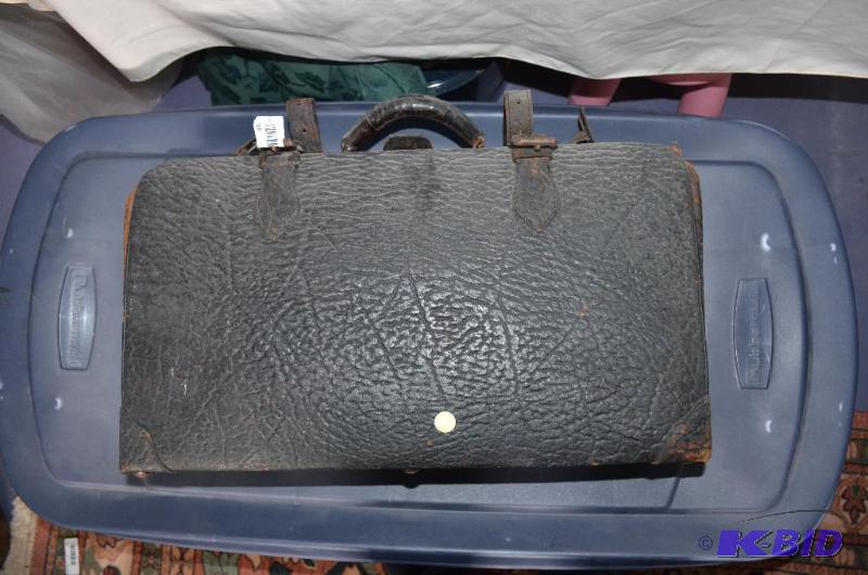 Antique Leather Medical bag or  23x12x8. N...