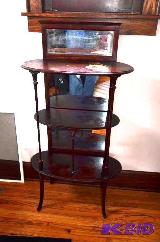 Rare Antique 3 level shelf 50x25x12 with full...