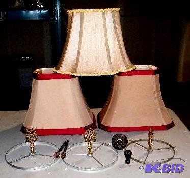 Lamp Parts Lot - 3 lampshades - Finials, lamp...