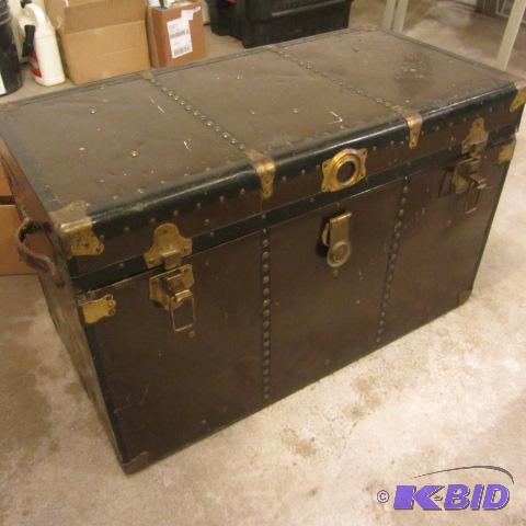 Vintage Metal Travel Trunk
