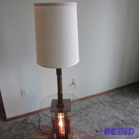 Brass & Wood Floor Lamp