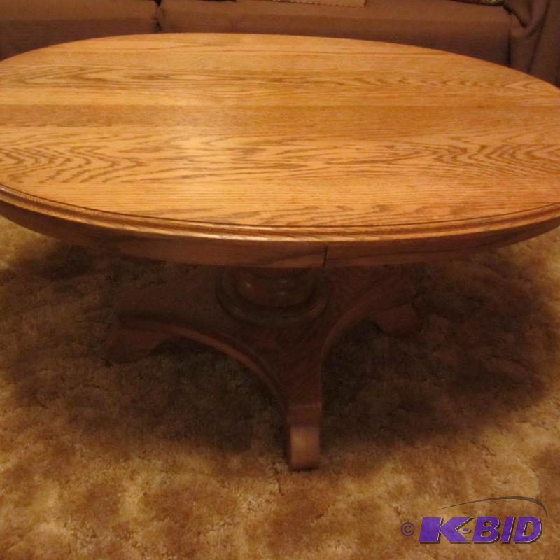 Oak Pedestal Coffee Table