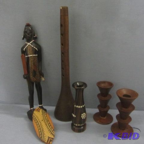 Wooden Candlesticks, Tribal Figure