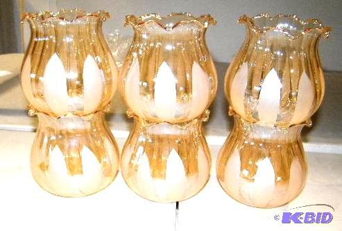 lot 112 image: Glass Globe Lot - Lot of 6 - Frosted and ambe...