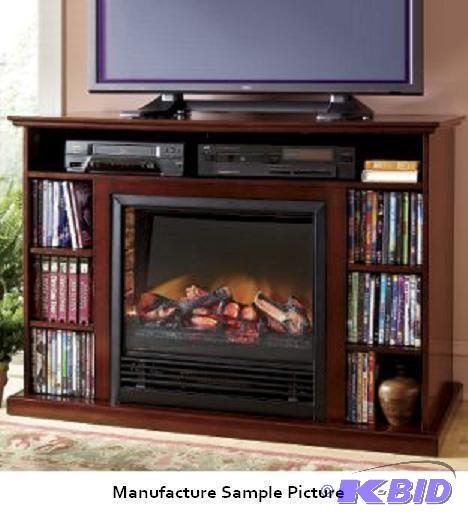 lot 21 image: Media Storage TV StandFireplace with Insert ...