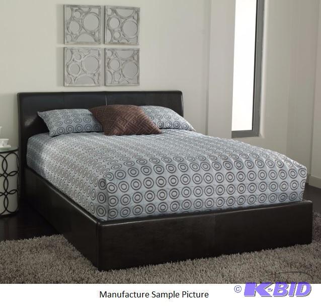 lot 22 image: Black Like Leather Platform Storage Bed - Ful...