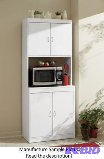 lot 4 image: Microwave Cabinet - White - Need a lot of sto...