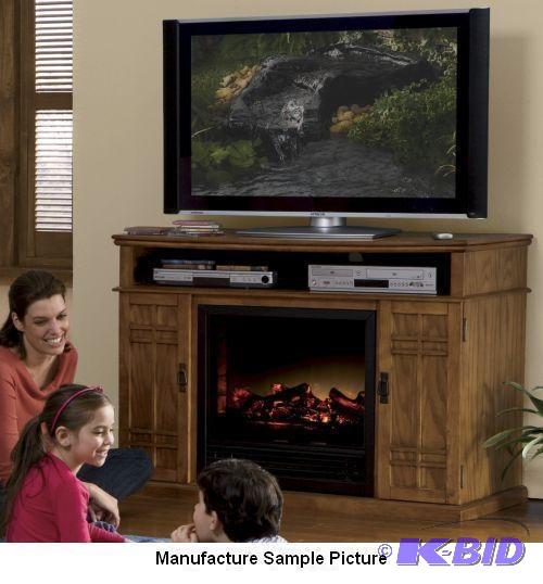 lot 42 image: Mission Fireplace TV Stand - Enjoy both a war...