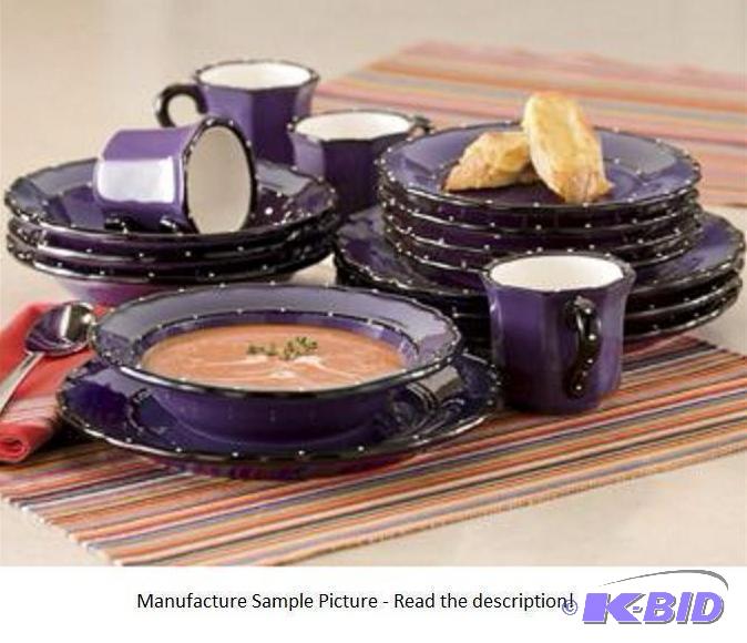 lot 46 image: Casa Vera Plate Set - Purple - 17-piece "...