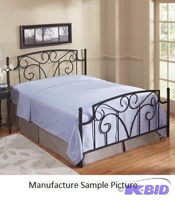lot 62 image: Black Metal Scroll Bed - Full - Headboard and...