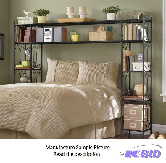 lot 63 image: Black Metal Scroll Organizer Bed - Scroll Hea...
