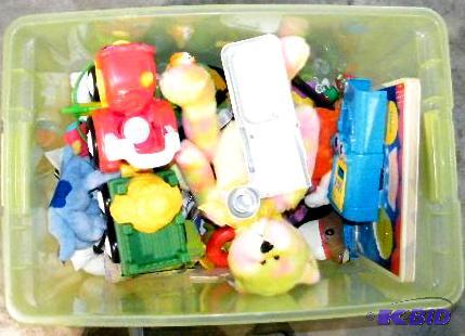 lot 90 image: Large Plastic Bin of Childrens Toys - Bin inc...