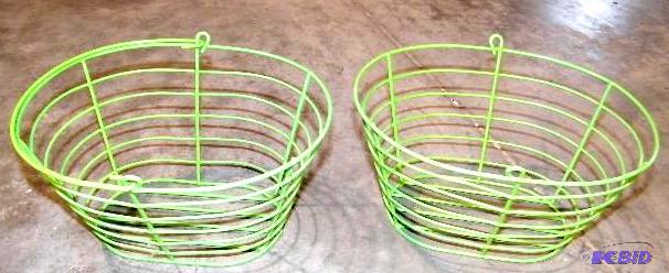 lot 92 image: Lot of 2 Lime Green Wire Baskets - Both have ...