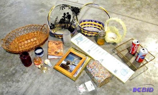 lot 94 image: Huge Lot - Wicker baskets, metal basket, 1 an...