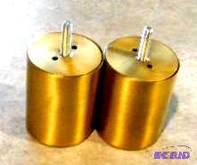 lot 96 image: Lot of 2 Brushed Brass Metal Feet - 2" d...