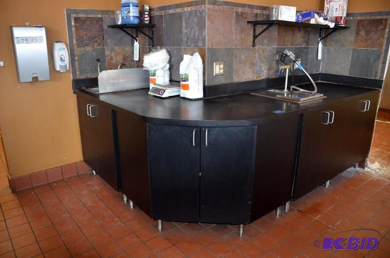 lot 11 image: Black countercabinet. The longest length i...