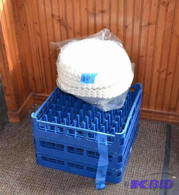 lot 44 image: Large size coffee filters and 2 blue cup or p...