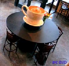 lot 6 image: Huge Black round high top coffee or bar heigh...