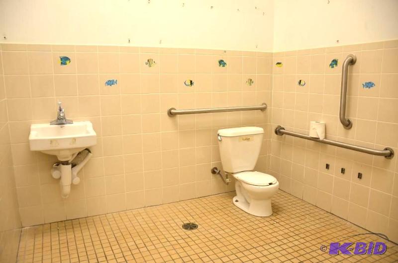 lot 61 image: Sink, Toilet, handicap rails, trash can. Sink...