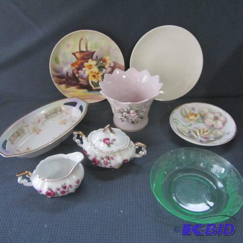 lot 82 image: China, Red Wing, Depression Glass