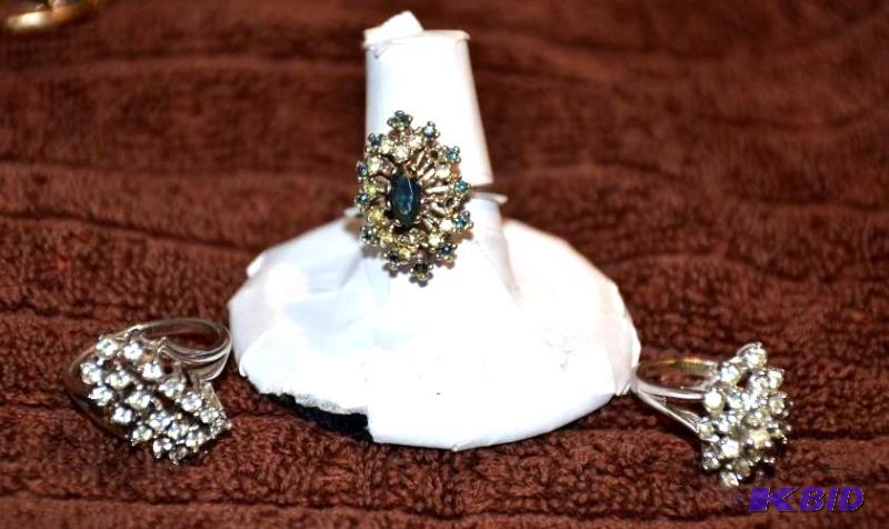 lot 10B image: 3 Vintage Diamond looking rings. Marked 18k.&...