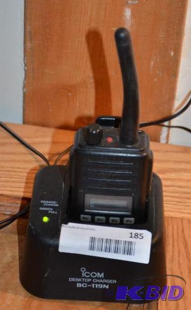 lot 185 image: Icom desktop charger unit bc-119n and walkie ...