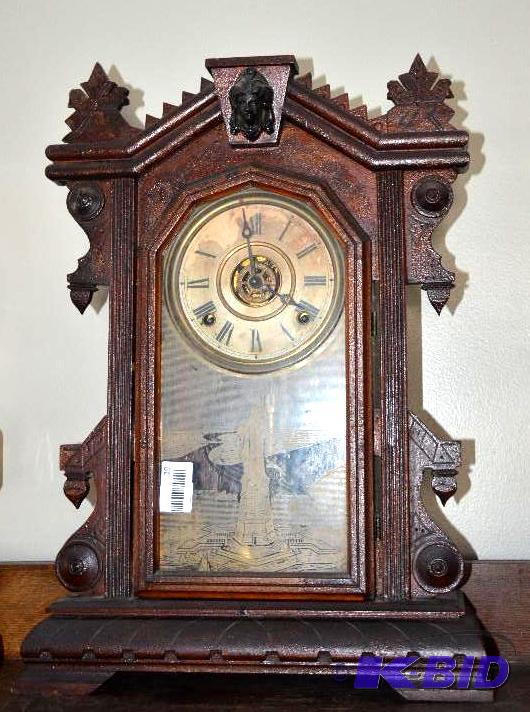 lot 19 image: Antique clock 20x14x5...