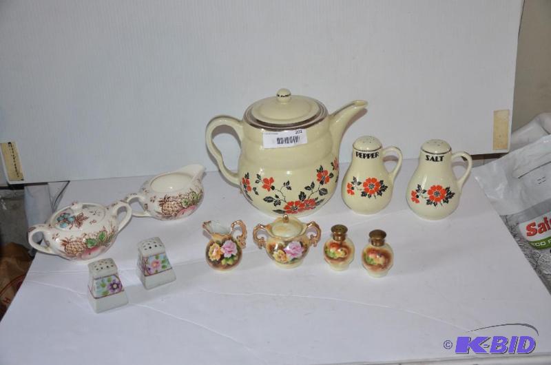 lot 201 image: Teapot matching shakers, Multiple shakers and...