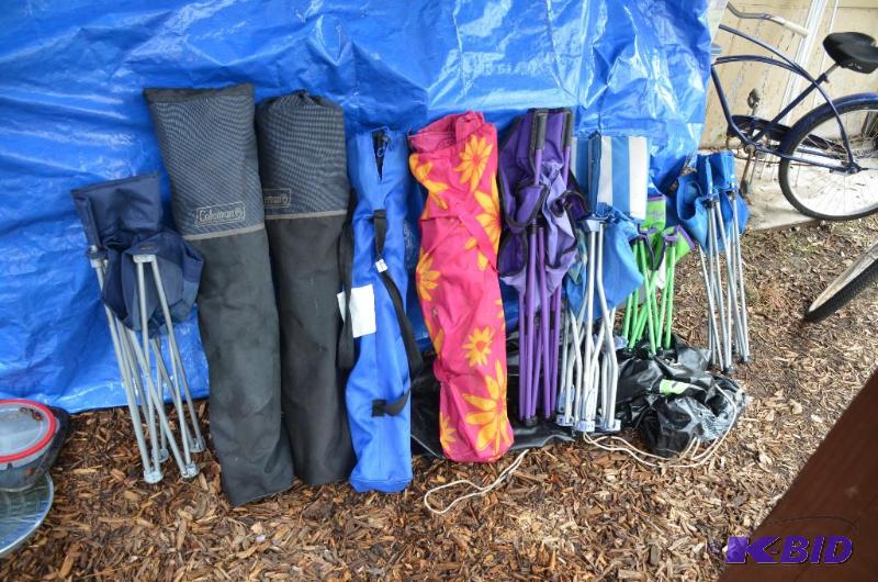 lot 216 image: Lot of lawn chairs 2 coleman bags and several...