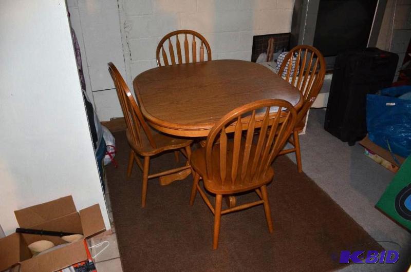 lot 9 image: Wood table 42x42 & 4 chairs...