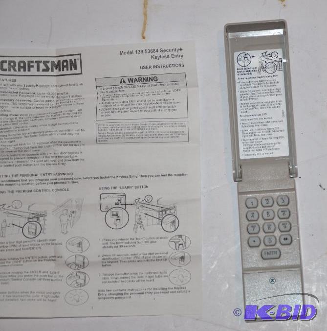 lot 132 image: Like new Craftsman Security plus Keyless gara...