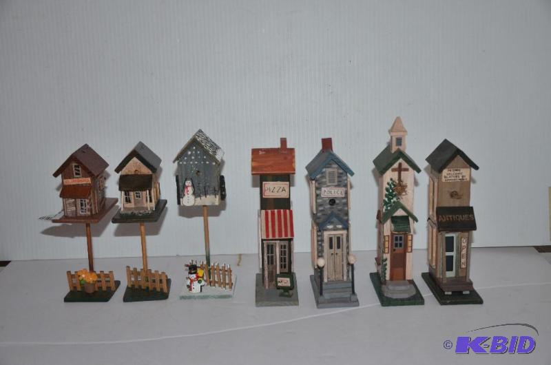 lot 16 image: three miniature bird houses 8 tall...