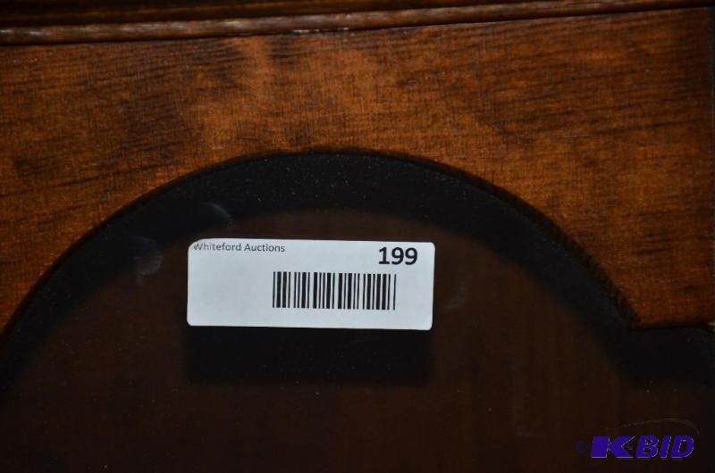 lot 199 image: Wood wall cabinet with glass doors and adjust...