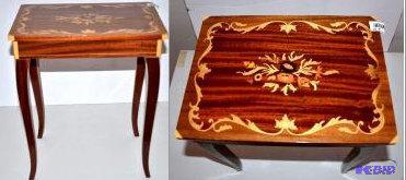 lot 20 image: Wood Inlaid music box jewelry&nbspbox table,...