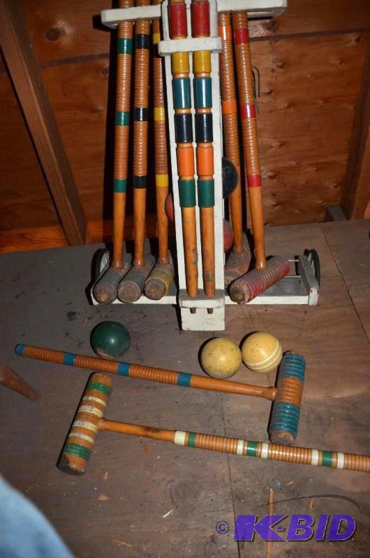 lot 212 image: Vintage croquet set...