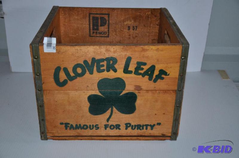 lot 30 image: Vintage wooden crates Clover Leaf - 14x10x13&...