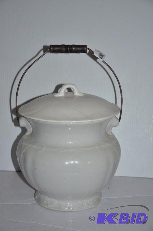 lot 35 image: Antique chamber pot  Porcelain pot with lid ...