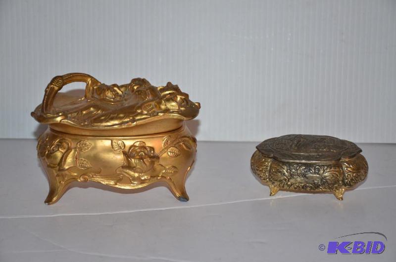 lot 50 image: 2 metal jewelry boxes...