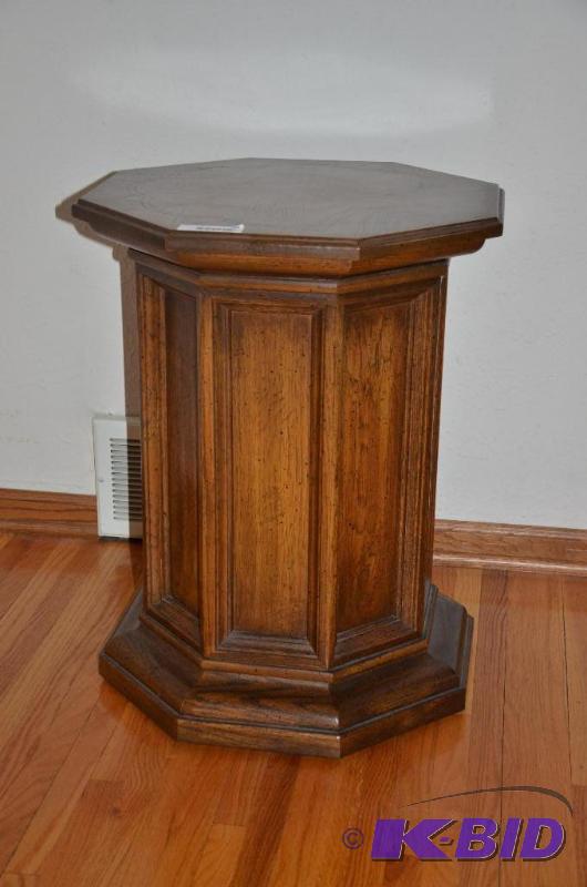 lot 52 image: Wood octagon table 19x24"...