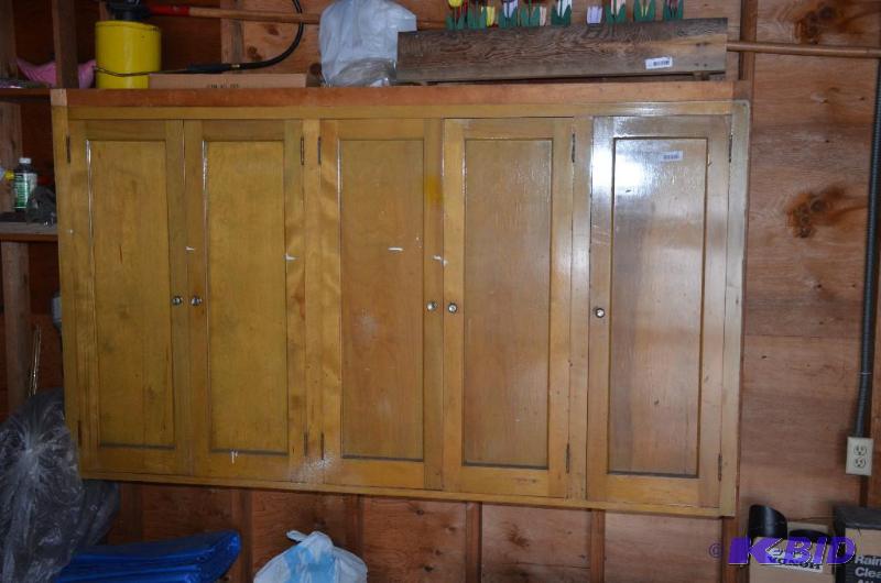 lot 87 image: Wooden cabinets 14x49x80"...