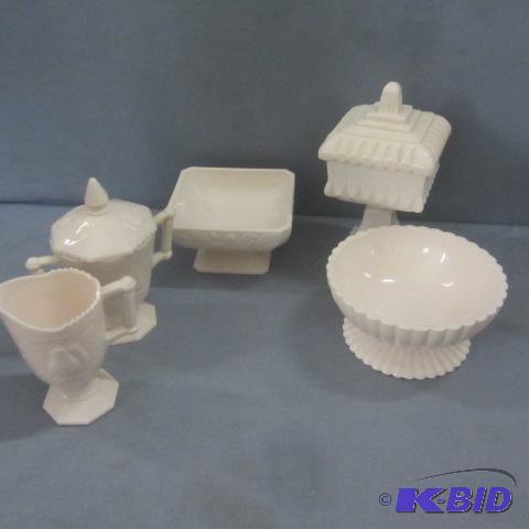 Pink Milk Glass Dishes