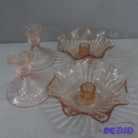 Pink Depression Candlesticks