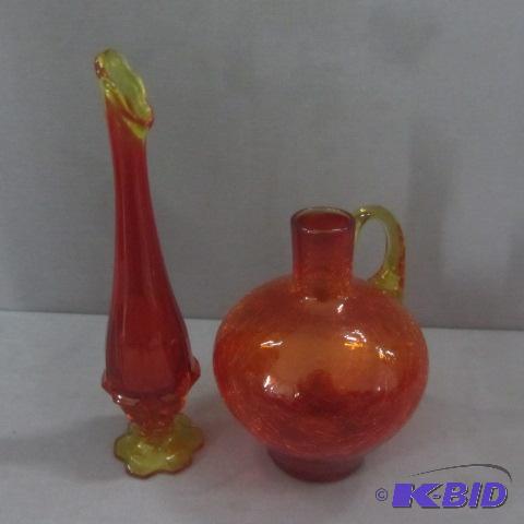 Amberina Crackle Vase