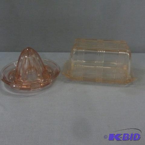 Pink Depr Butter Dish