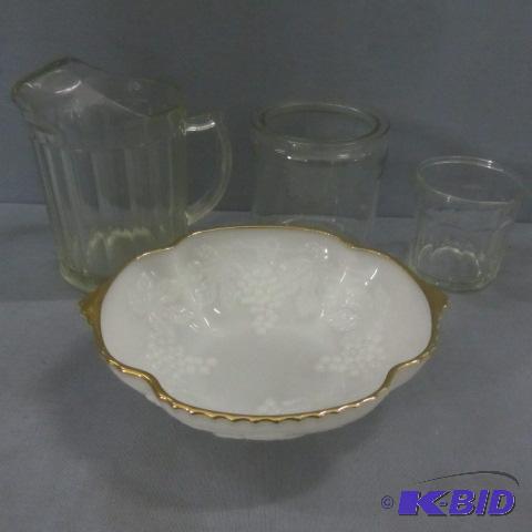 Anchor Hocking 7in glass pitcher jelly jar -...