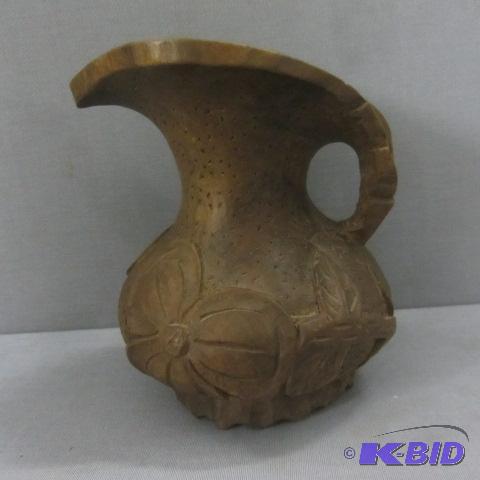 Carved Wood Pitcher
