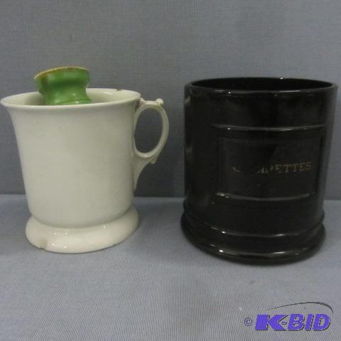 Cigarette Jar, Shaving Mug & Brush