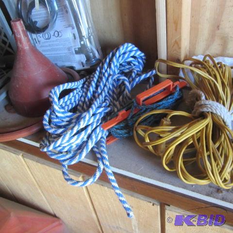 Milk Crate, Rope, Power Cord