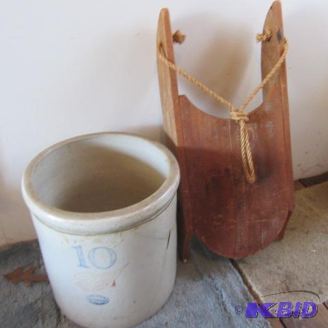 Wooden Bobsled, RW Crock