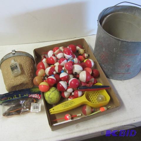 Minnow Bucket, Bobber, Worm Box